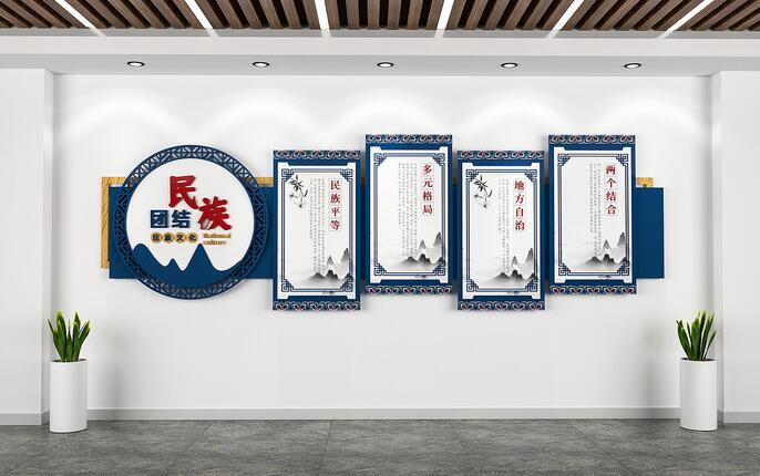 藍色民族團結社區(qū)文化墻